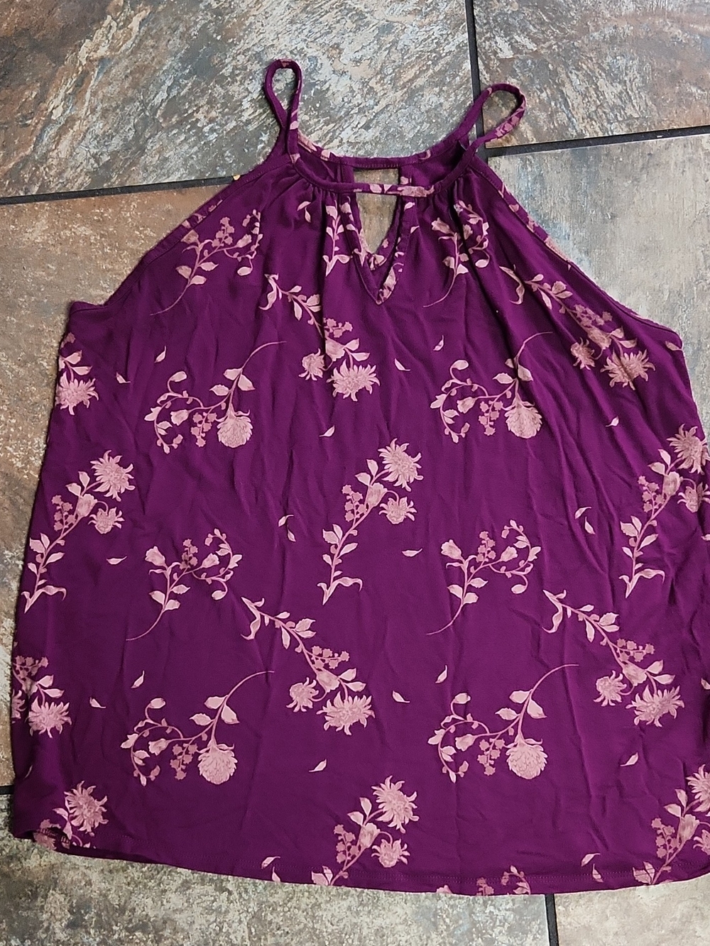 Women's Plum Floral Halter Tank Top